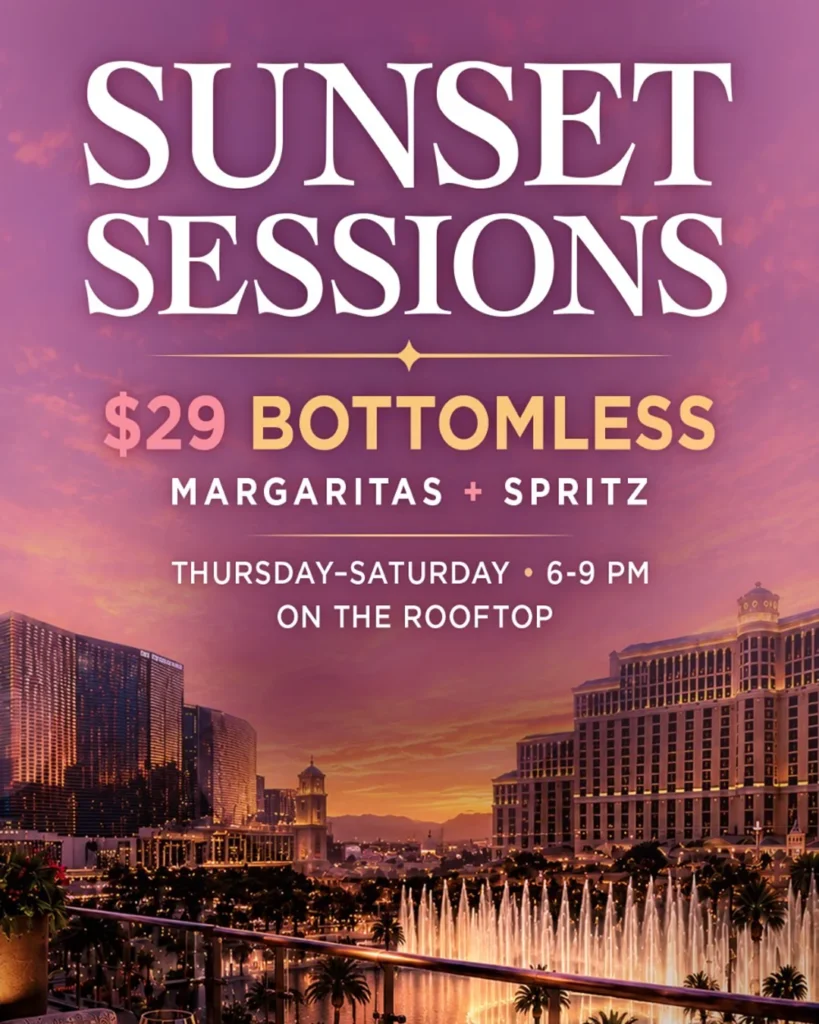 Sunset Sessions flyer, rooftop at Bottled Blonde Las Vegas